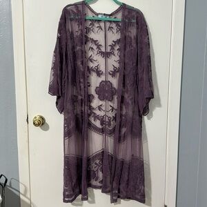 Beautiful She + Sky purple embroidered cardigan